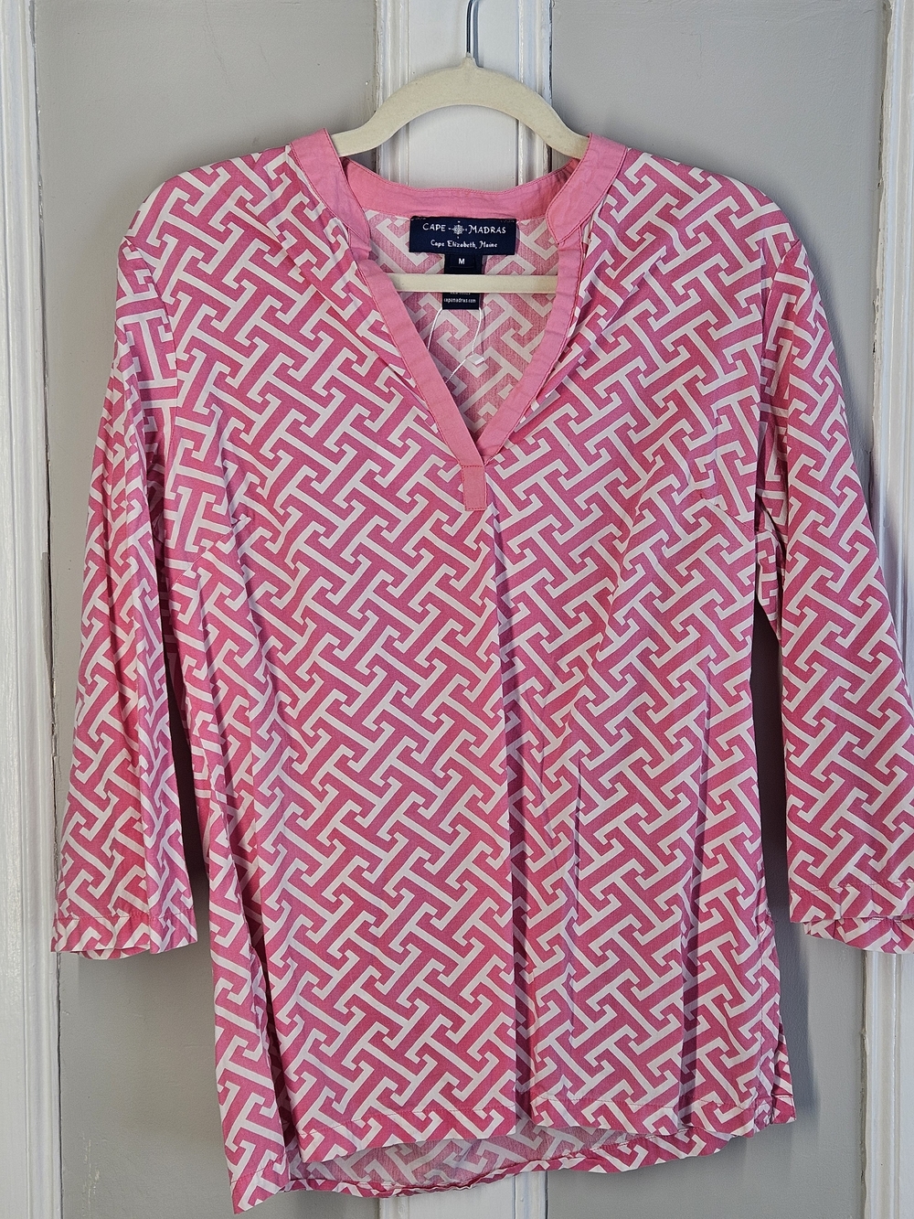Cape Madras Pink Geometric V-Neck Tunic Top